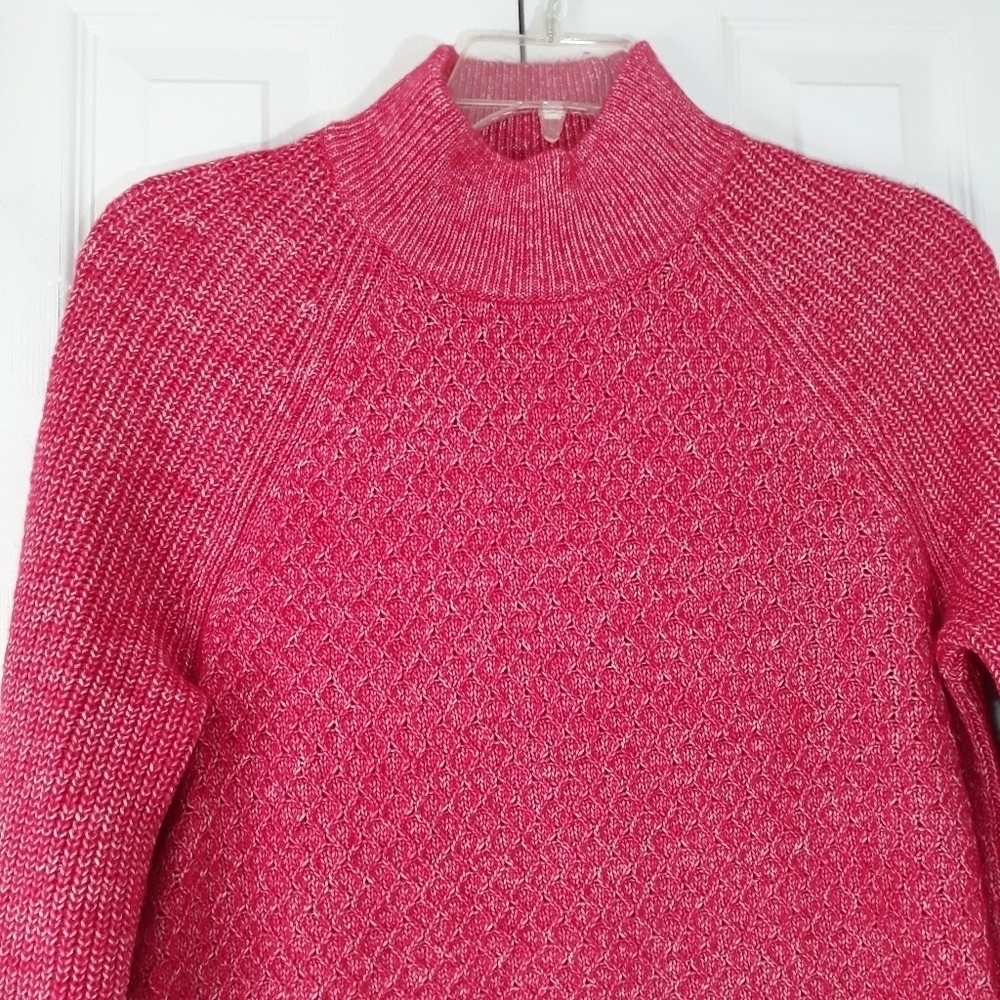 Talbots Plus texturized stitch Sweater twist Knit Long-Sleeve Fuchsia Size 1X - Picture 4 of 14
